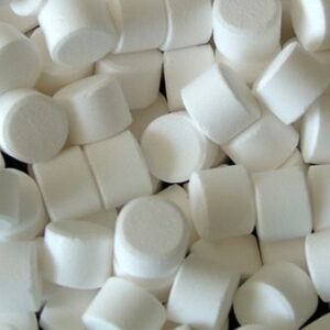 Bulk supplier of Calcium Hypochlorite 65% Tablets (Calcium Process) for automated pool, cooling tower & water system chlorination. Stable, slow-dissolving tablets for effortless sanitation.